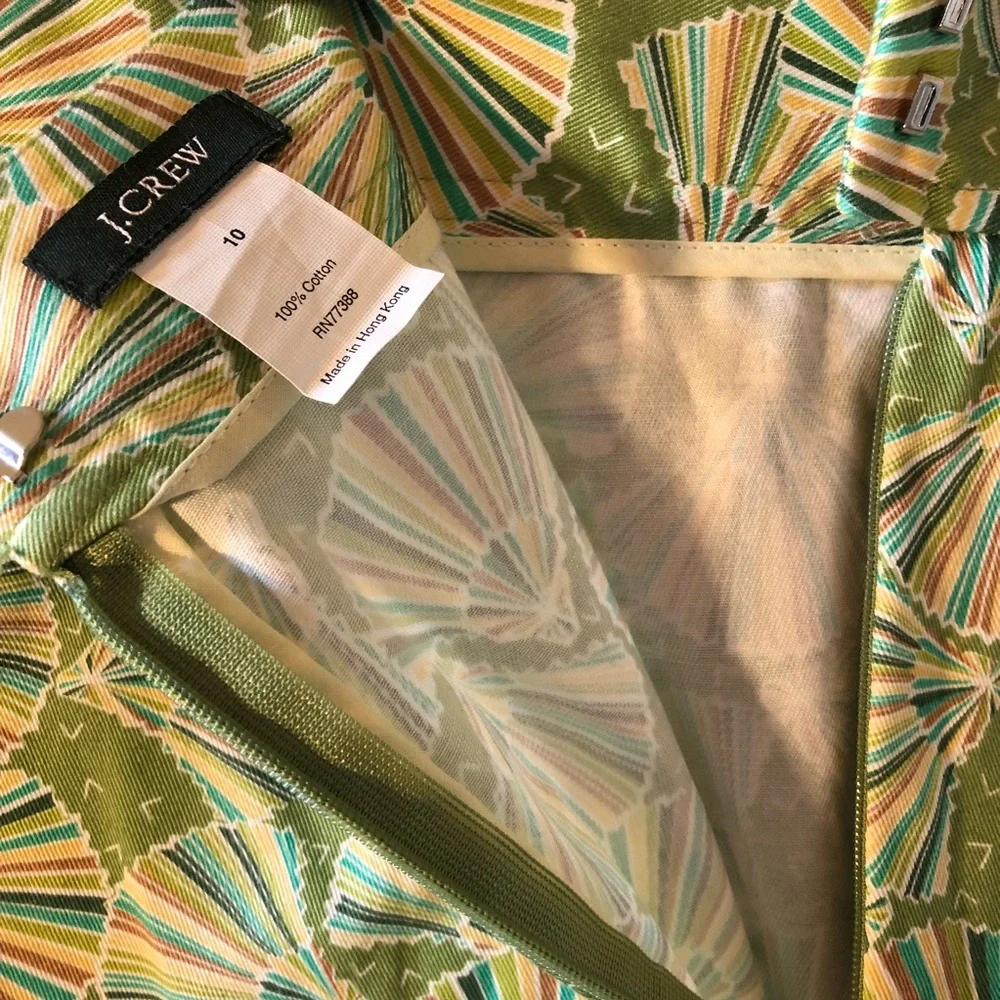 J Crew‎ Light Green Pattern Skirt, Size 10